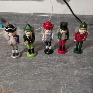 Lot Of 5  5” Nutcrackers Christmas Tree Ornaments.  British Guard, Soldier